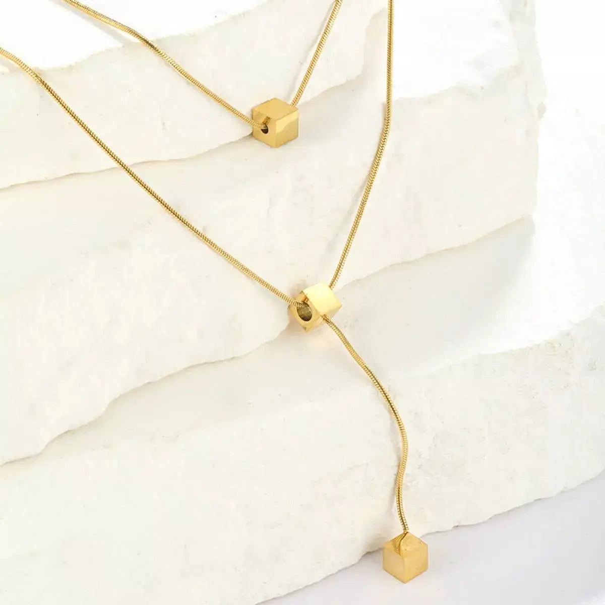 18K Gold-Plated Double Layered Geometric Necklace - SmileBen