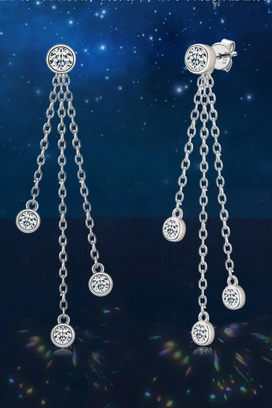1.2 Carat Moissanite Layered Chain Earrings - SmileBen