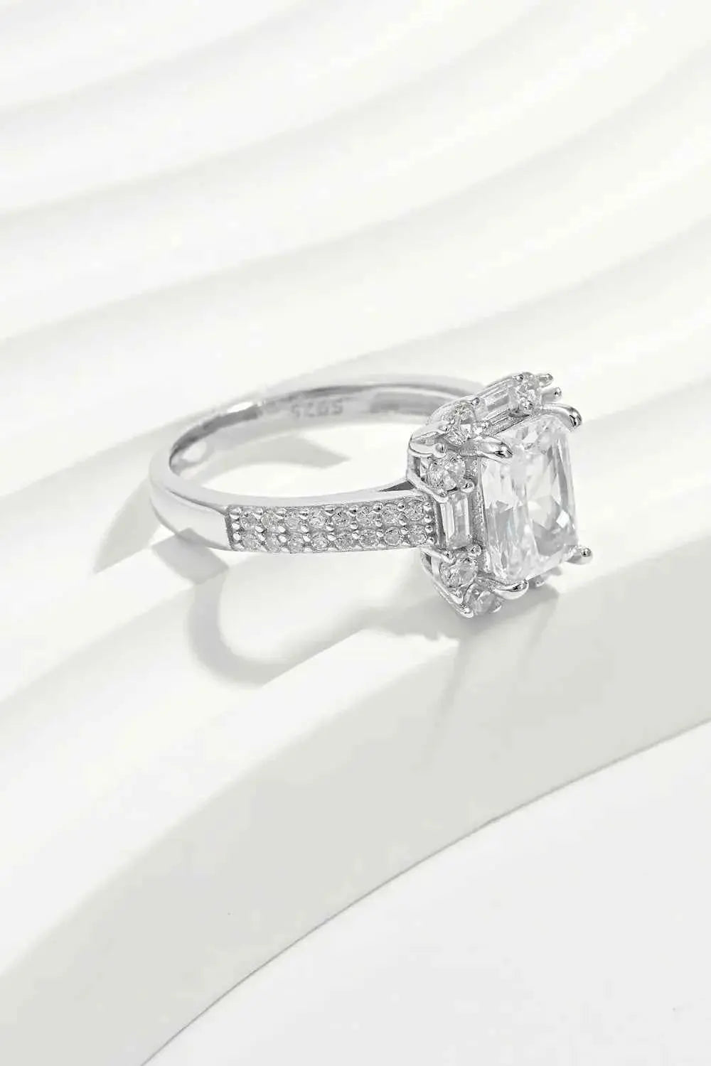 925 Sterling Silver Inlaid Zircon Square Ring