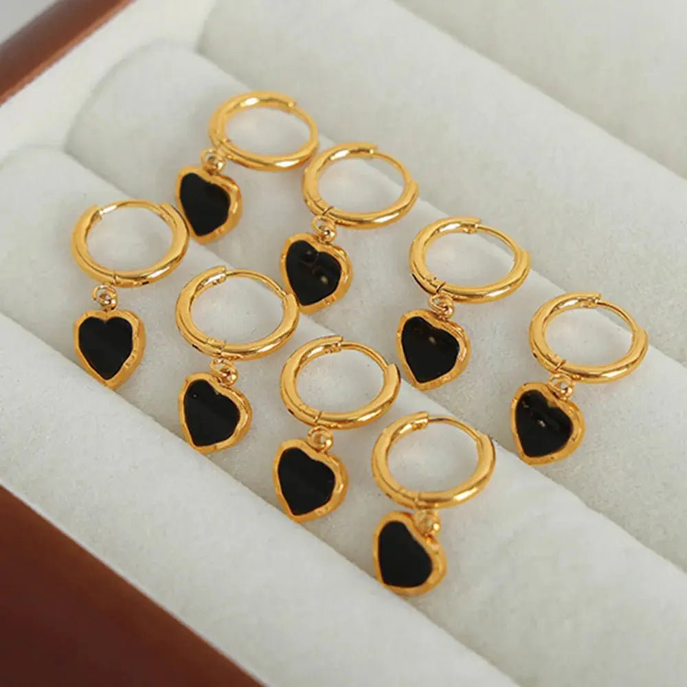 18K Gold-Plated Heart Drop Earrings - SmileBen