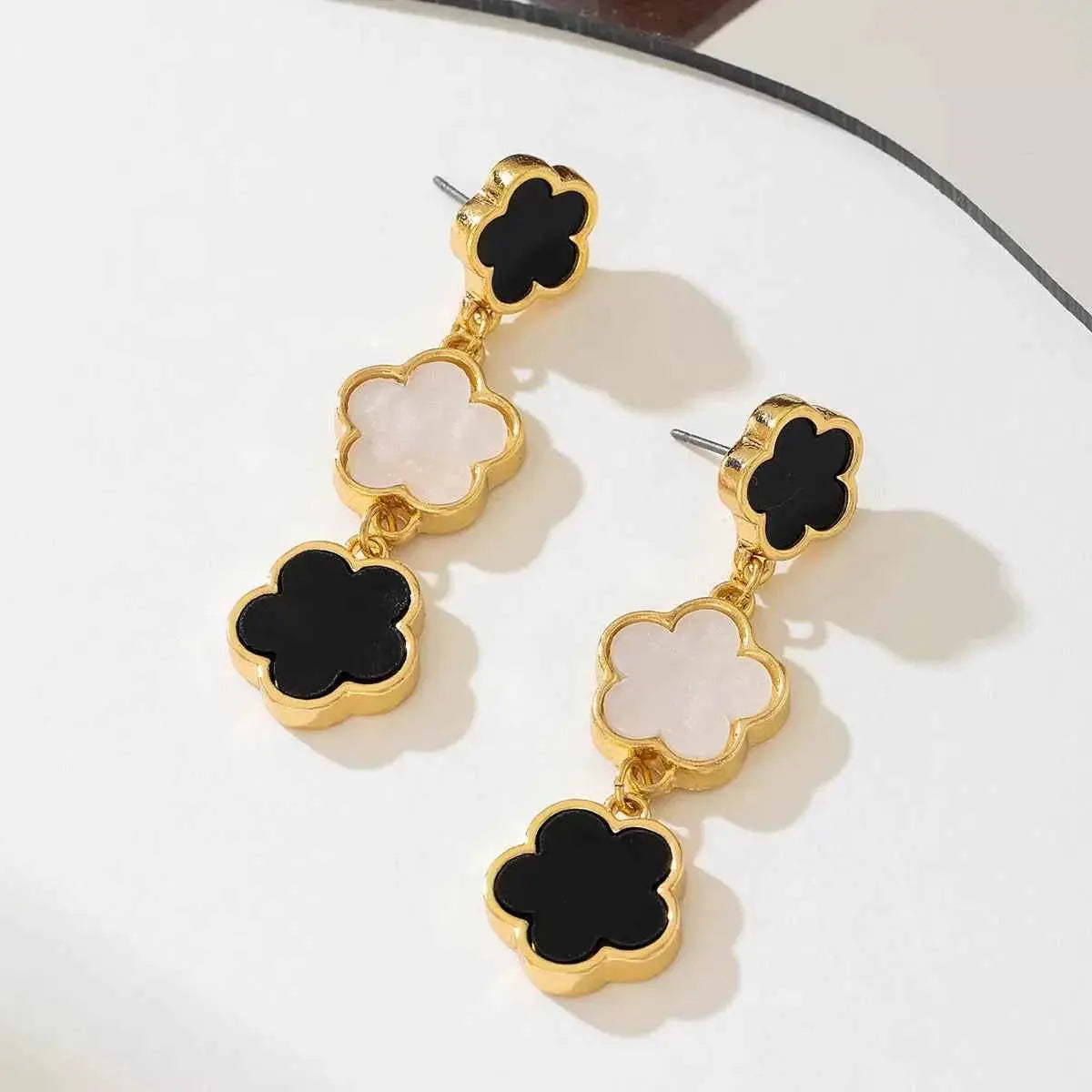 18K Gold-Plated Clover Drop Earrings - SmileBen