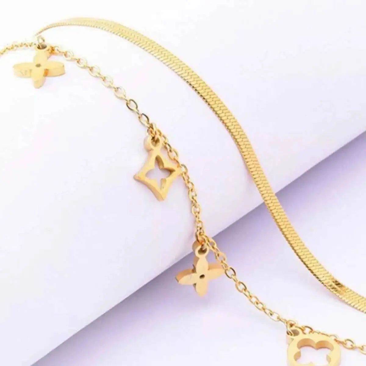 18K Gold-Plated Double Layered Charm Necklace