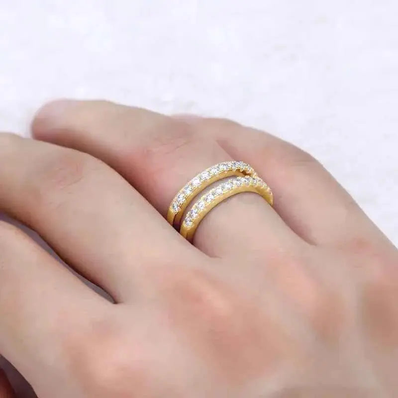 925 Sterling Silver Moissanite Double Layered Ring