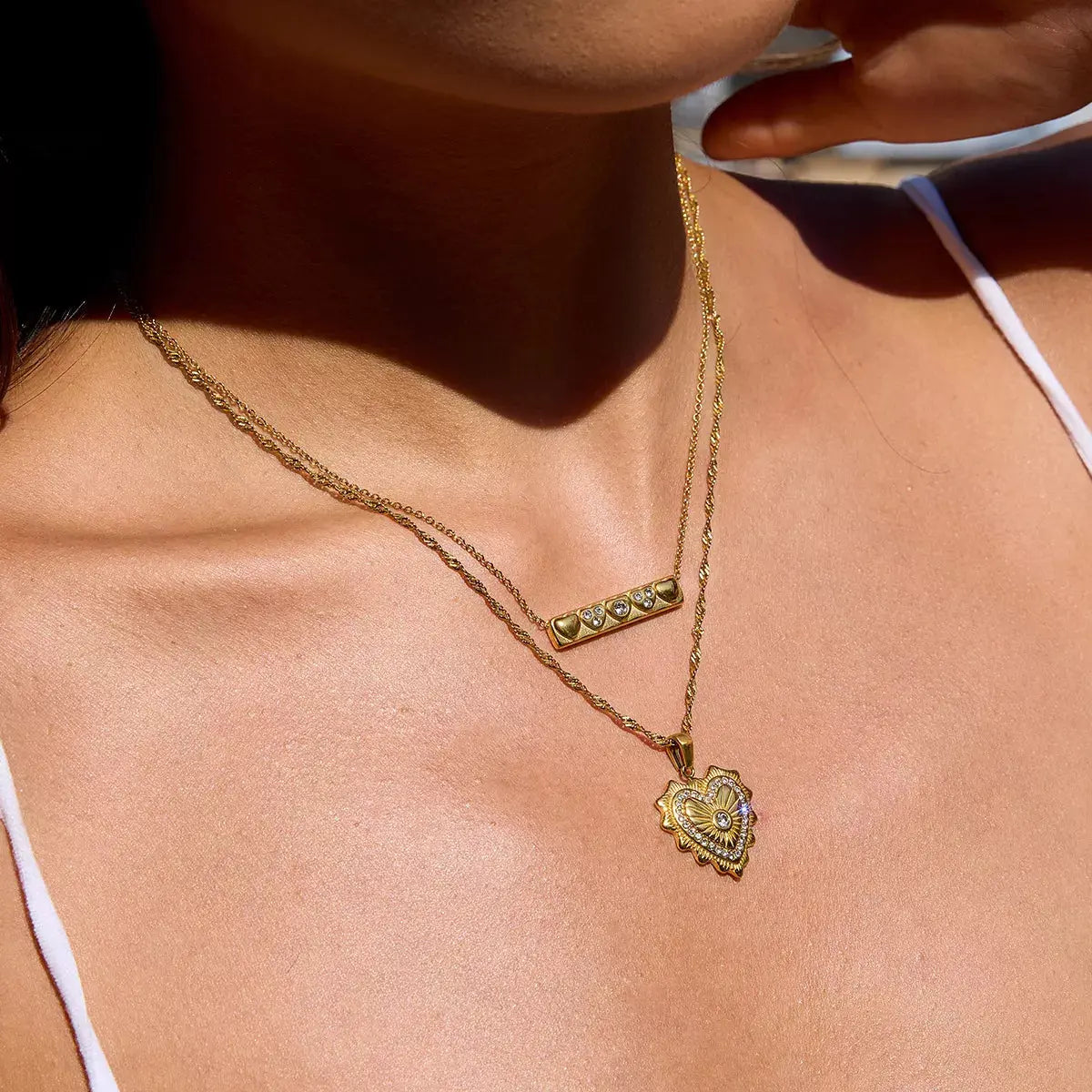 18K Gold-Plated Zircon Pendant Necklace - SmileBen