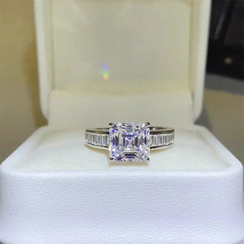3 Carat Moissanite 925 Sterling Silver Square Shape Ring - SmileBen