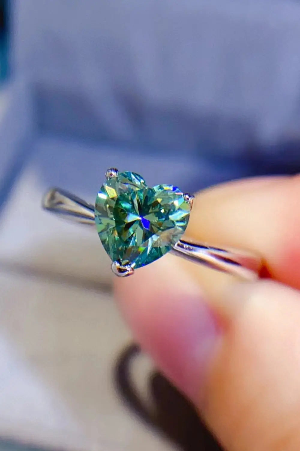 1 Carat Moissanite Heart 925 Sterling Silver Ring - SmileBen