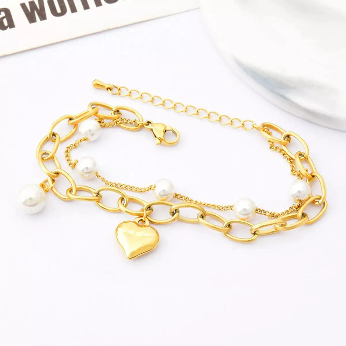 18K Gold-Plated Heart Charm Bracelet - SmileBen