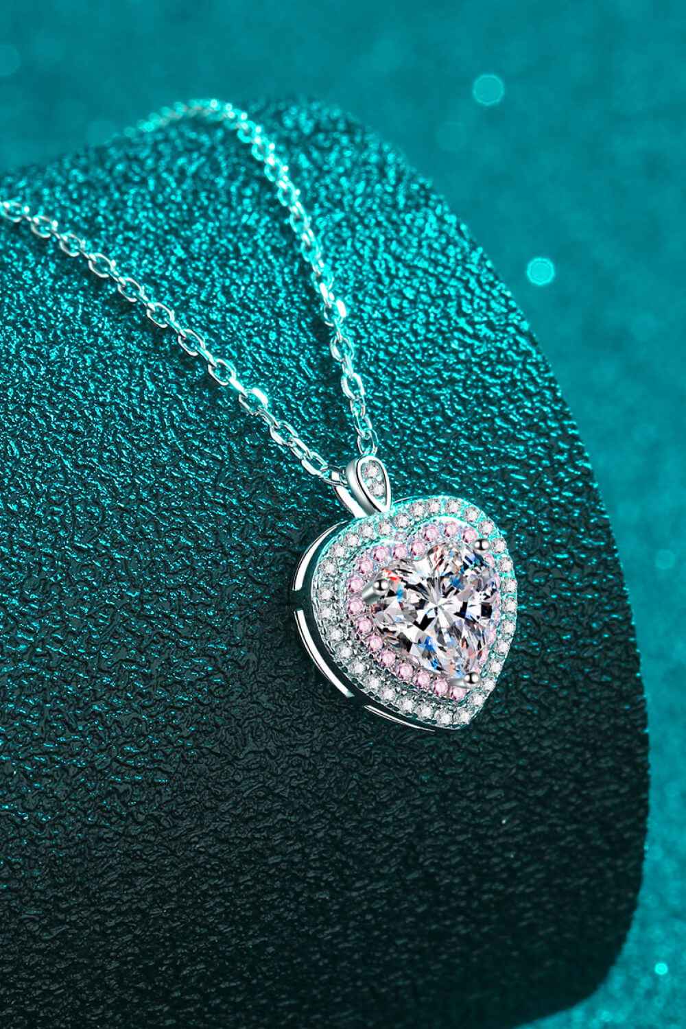 925 Sterling Silver 1 Carat Moissanite Heart Pendant Necklace - SmileBen