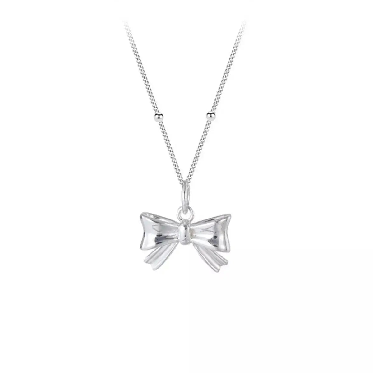 925 Sterling Silver Bow Necklace - SmileBen