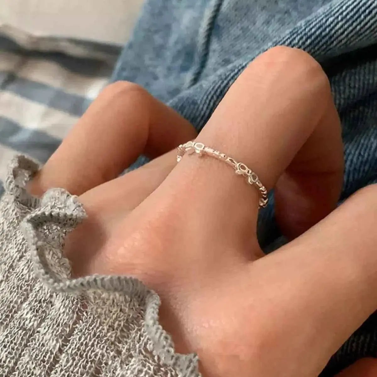 925 Sterling Silver Bow Open Ring - SmileBen