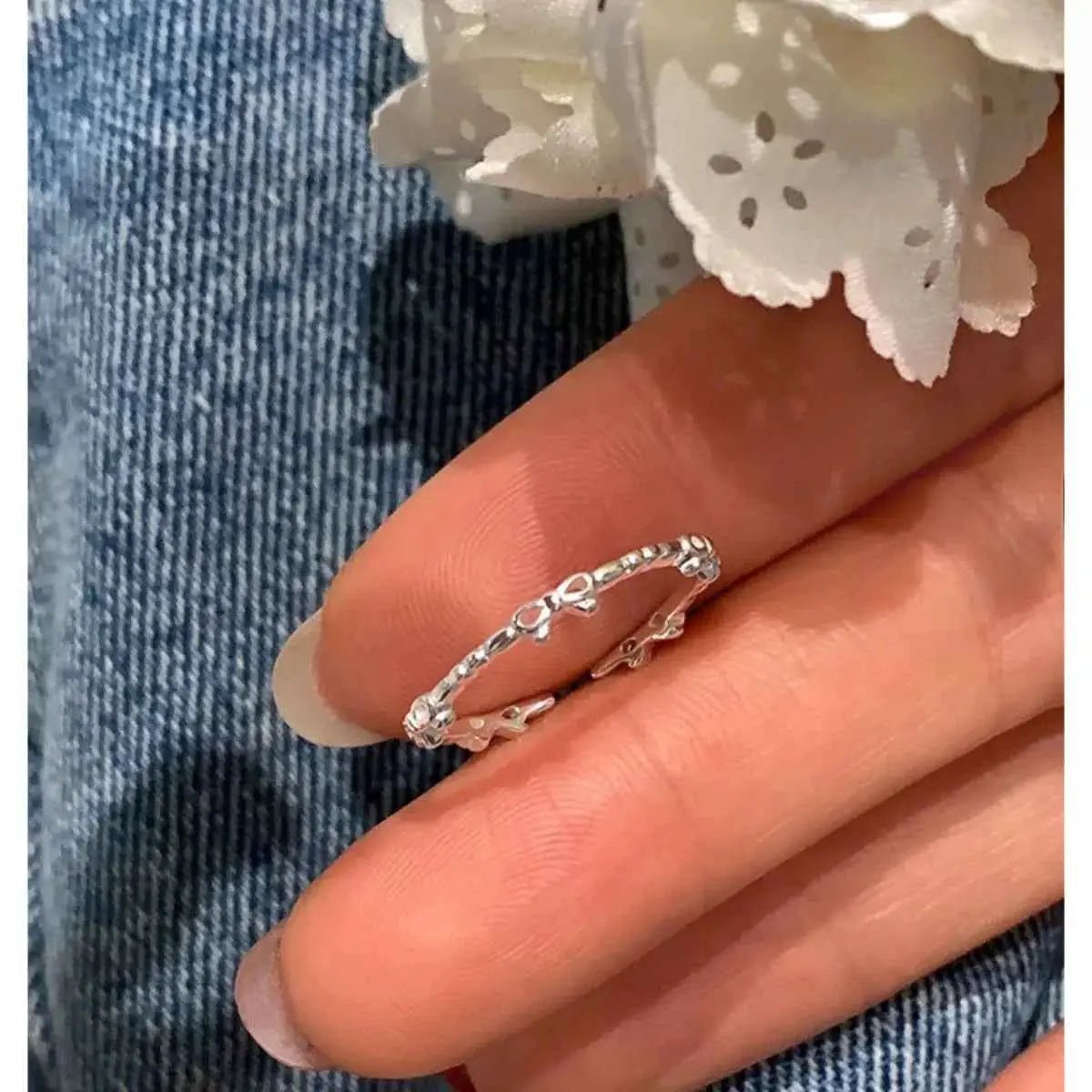 925 Sterling Silver Bow Open Ring - SmileBen