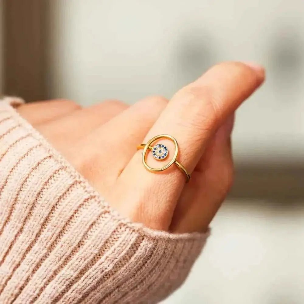 925 Sterling Silver Evil Eye Ring - SmileBen