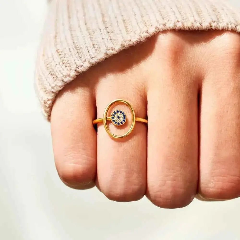 925 Sterling Silver Evil Eye Ring - SmileBen