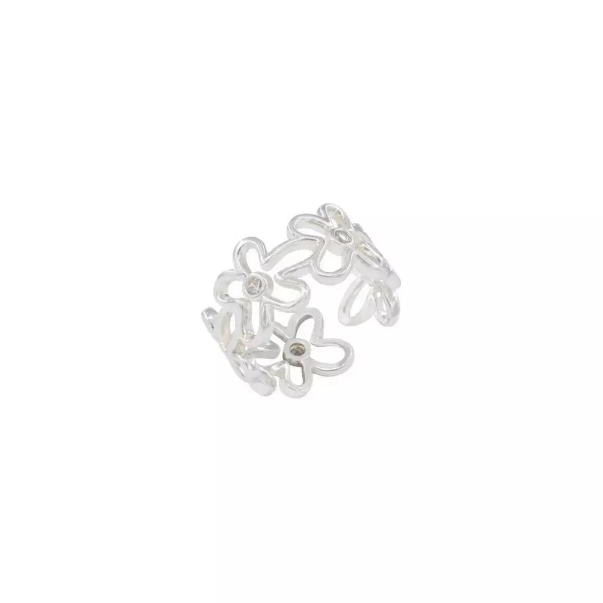 925 Sterling Silver Flower Open Ring - SmileBen