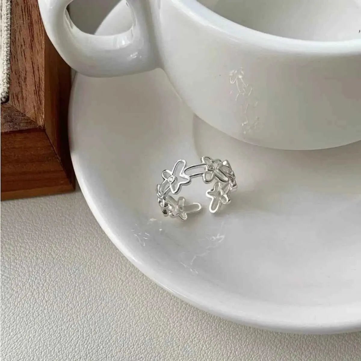 925 Sterling Silver Flower Open Ring - SmileBen
