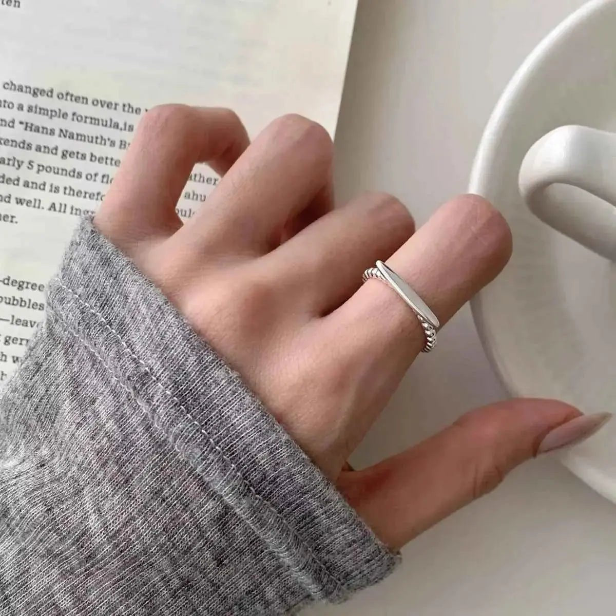 925 Sterling Silver Geometric Ring - SmileBen