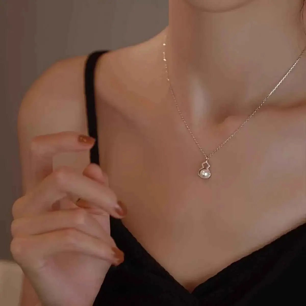 925 Sterling Silver Gourd Pearl Necklace - SmileBen