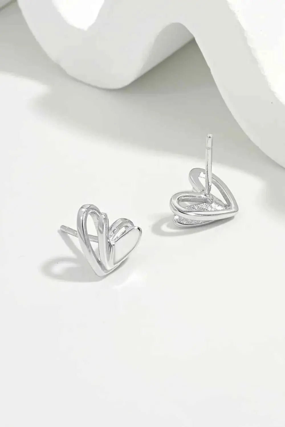 925 Sterling Silver Heart Stud Earrings - SmileBen