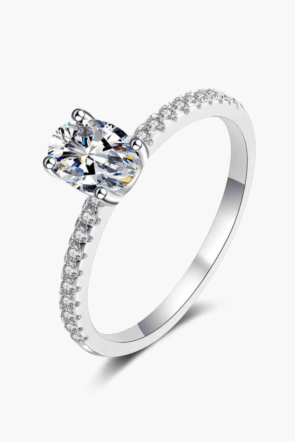 925 Sterling Silver Inlaid 1 Carat Moissanite Ring - SmileBen