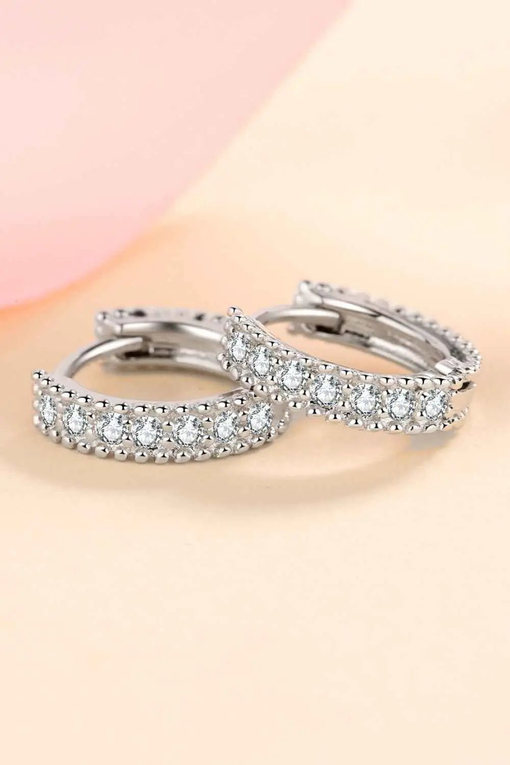 925 Sterling Silver Inlaid Moissanite Huggie Earrings - SmileBen