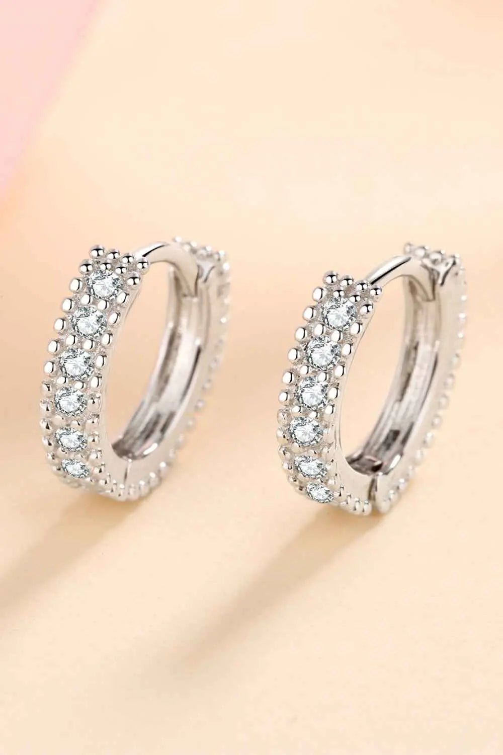 925 Sterling Silver Inlaid Moissanite Huggie Earrings - SmileBen