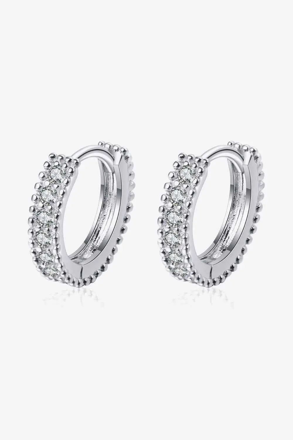 925 Sterling Silver Inlaid Moissanite Huggie Earrings - SmileBen