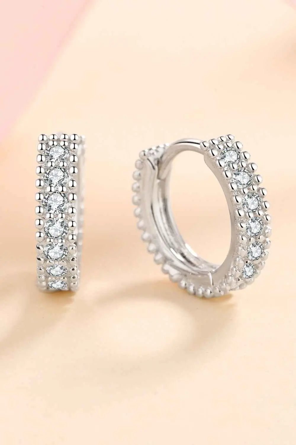 925 Sterling Silver Inlaid Moissanite Huggie Earrings - SmileBen