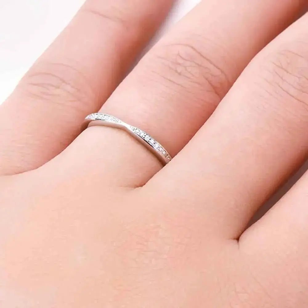 925 Sterling Silver Inlaid Moissanite Ring - SmileBen