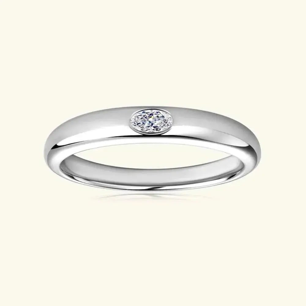 925 Sterling Silver Inlaid Moissanite Ring - SmileBen