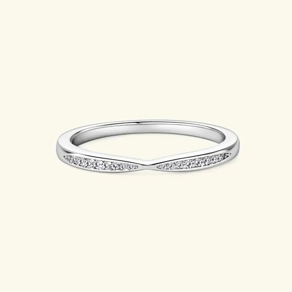 925 Sterling Silver Inlaid Moissanite Ring - SmileBen