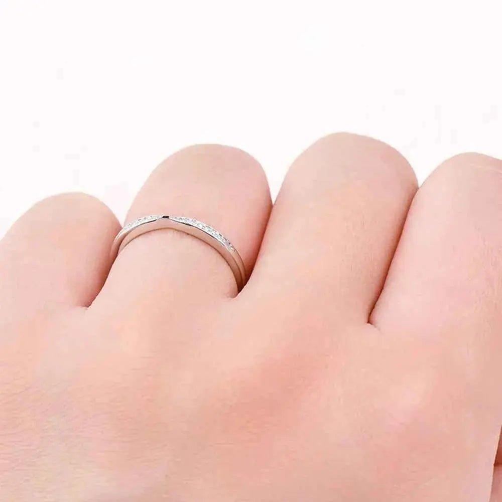 925 Sterling Silver Inlaid Moissanite Ring - SmileBen