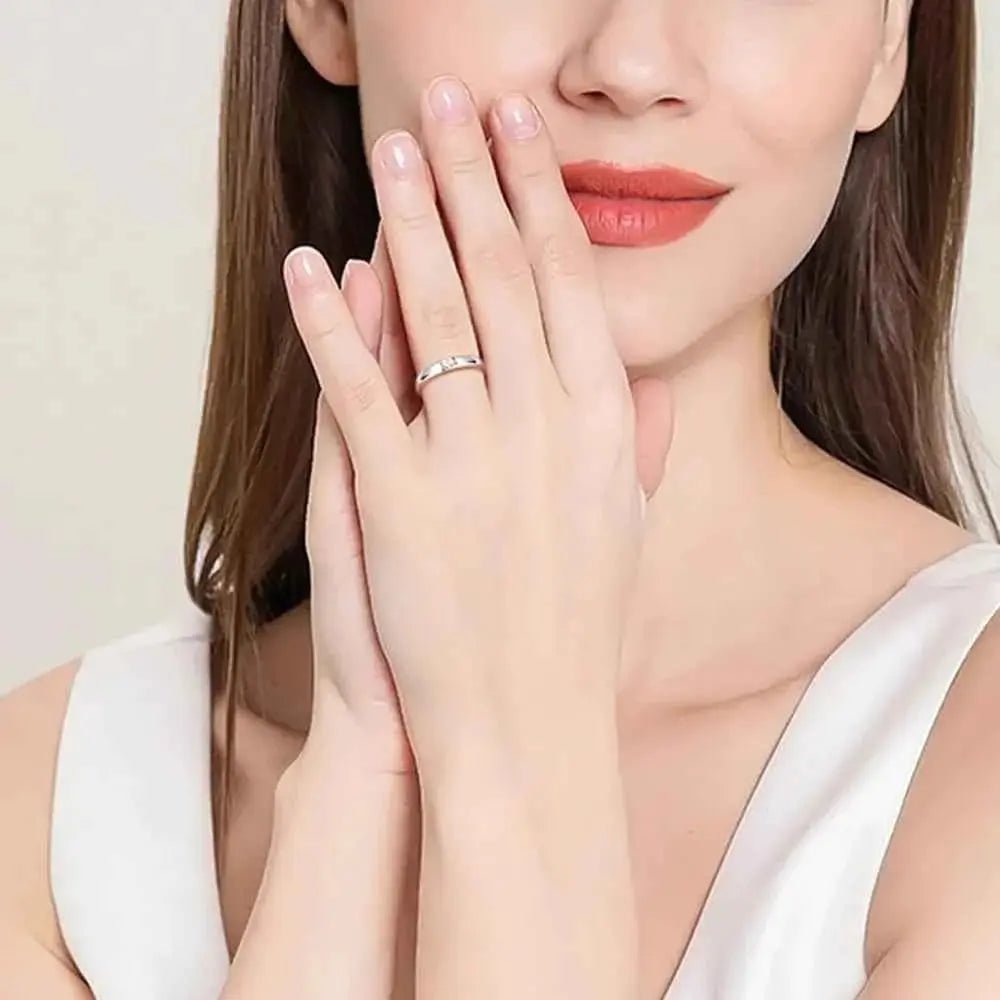 925 Sterling Silver Inlaid Moissanite Ring - SmileBen