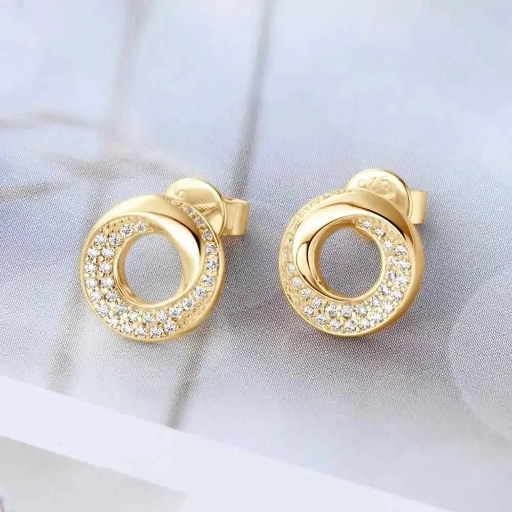 925 Sterling Silver Inlaid Moissanite Stud Earrings - SmileBen