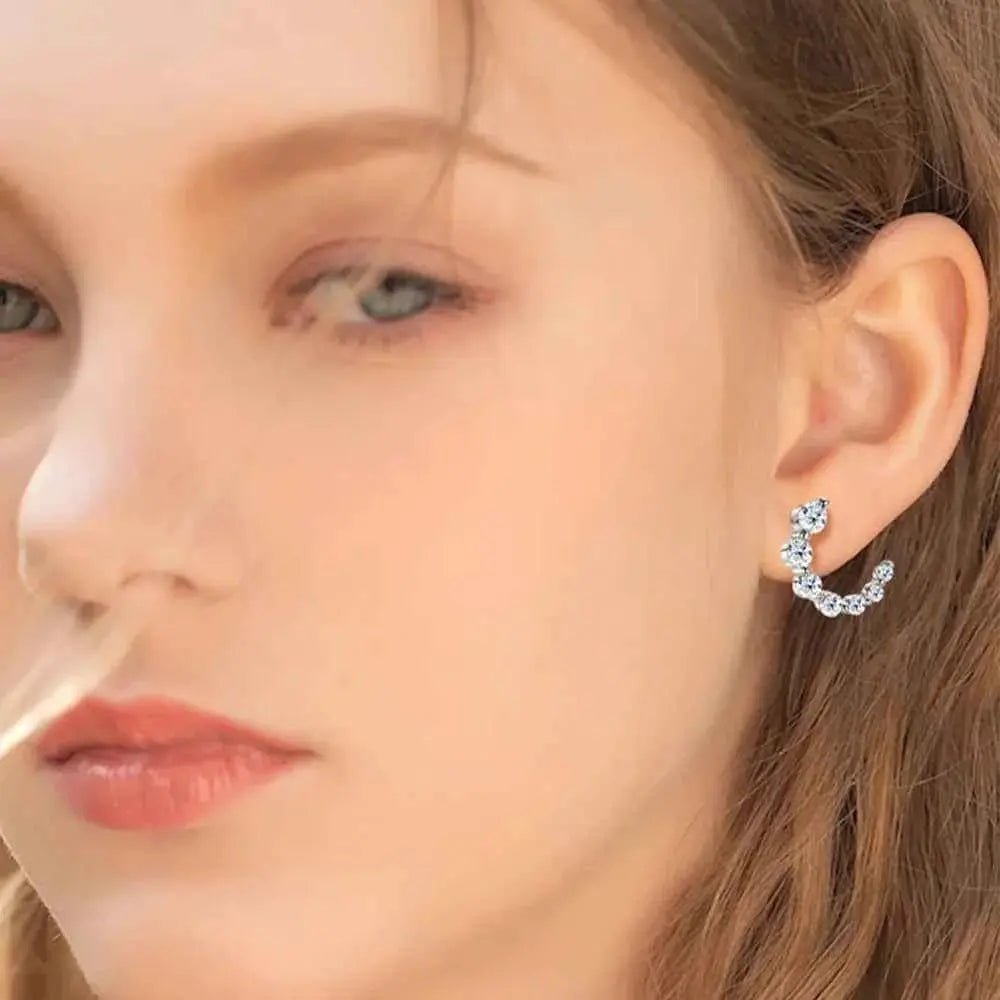 925 Sterling Silver Inlaid Moissanite Stud Earrings - SmileBen