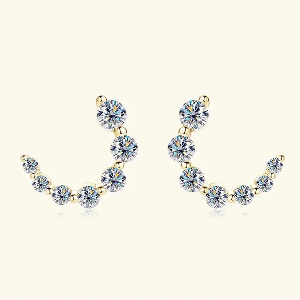925 Sterling Silver Inlaid Moissanite Stud Earrings - SmileBen
