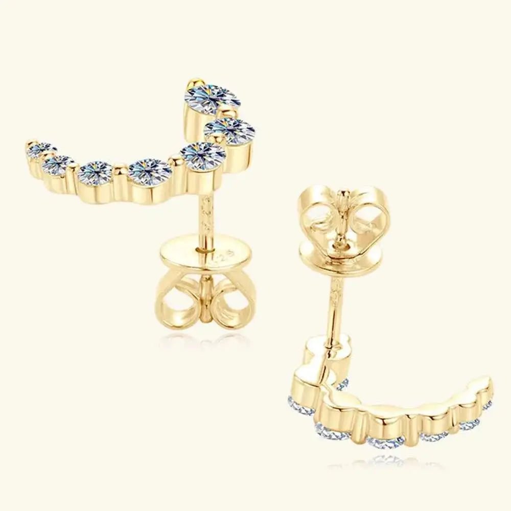 925 Sterling Silver Inlaid Moissanite Stud Earrings - SmileBen