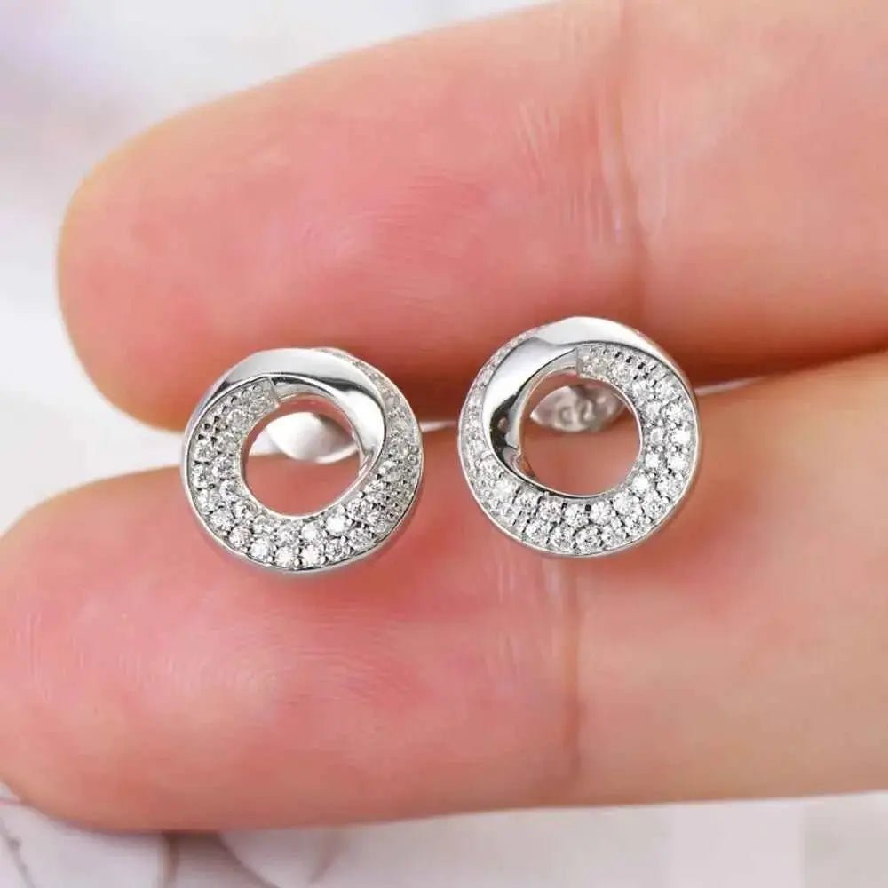 925 Sterling Silver Inlaid Moissanite Stud Earrings - SmileBen