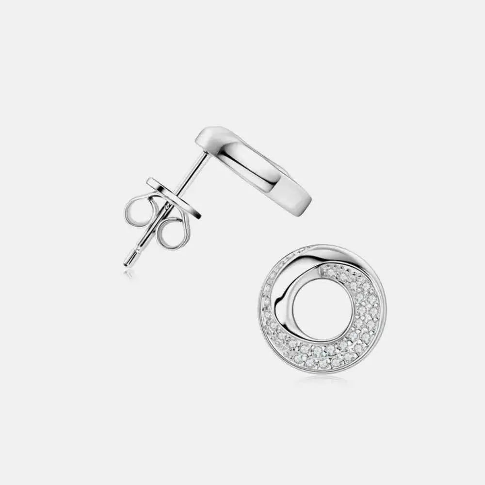 925 Sterling Silver Inlaid Moissanite Stud Earrings - SmileBen