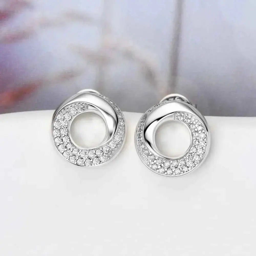 925 Sterling Silver Inlaid Moissanite Stud Earrings - SmileBen