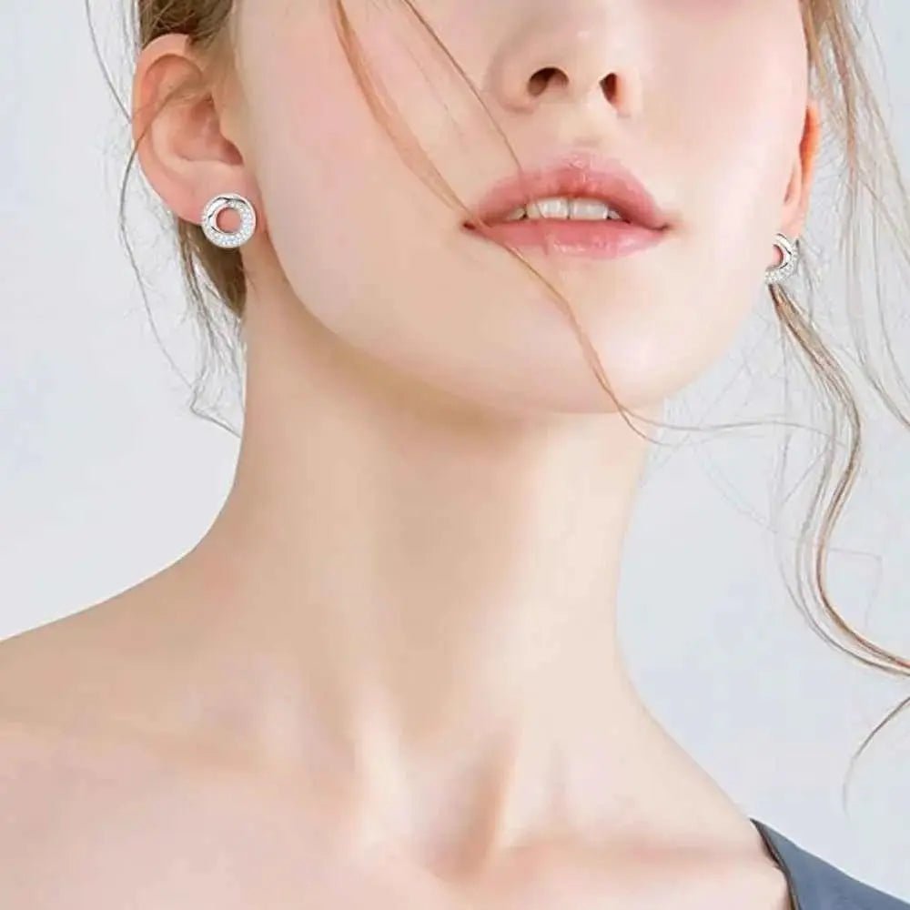 925 Sterling Silver Inlaid Moissanite Stud Earrings - SmileBen