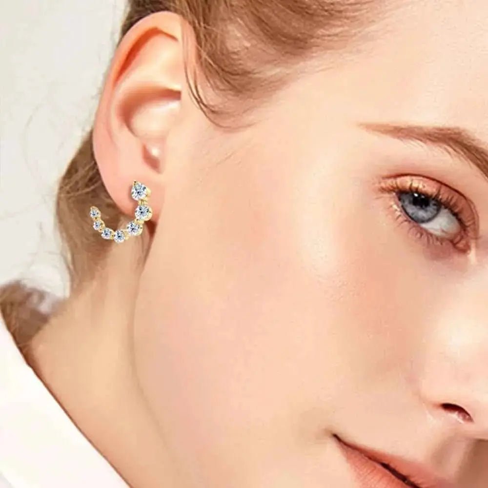 925 Sterling Silver Inlaid Moissanite Stud Earrings - SmileBen