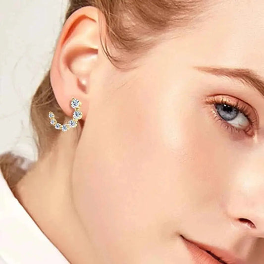 925 Sterling Silver Inlaid Moissanite Stud Earrings - SmileBen