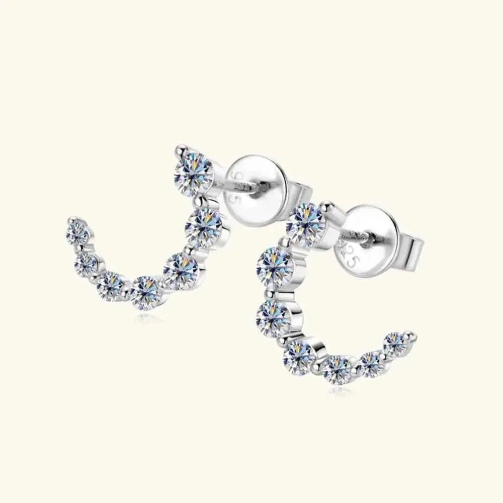925 Sterling Silver Inlaid Moissanite Stud Earrings - SmileBen