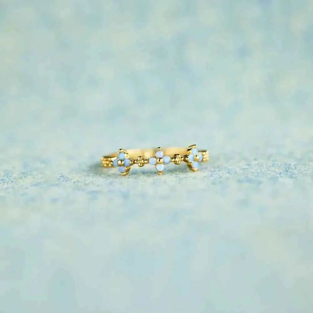 925 Sterling Silver Inlaid Zircon Flower Ring - SmileBen