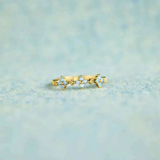925 Sterling Silver Inlaid Zircon Flower Ring - SmileBen