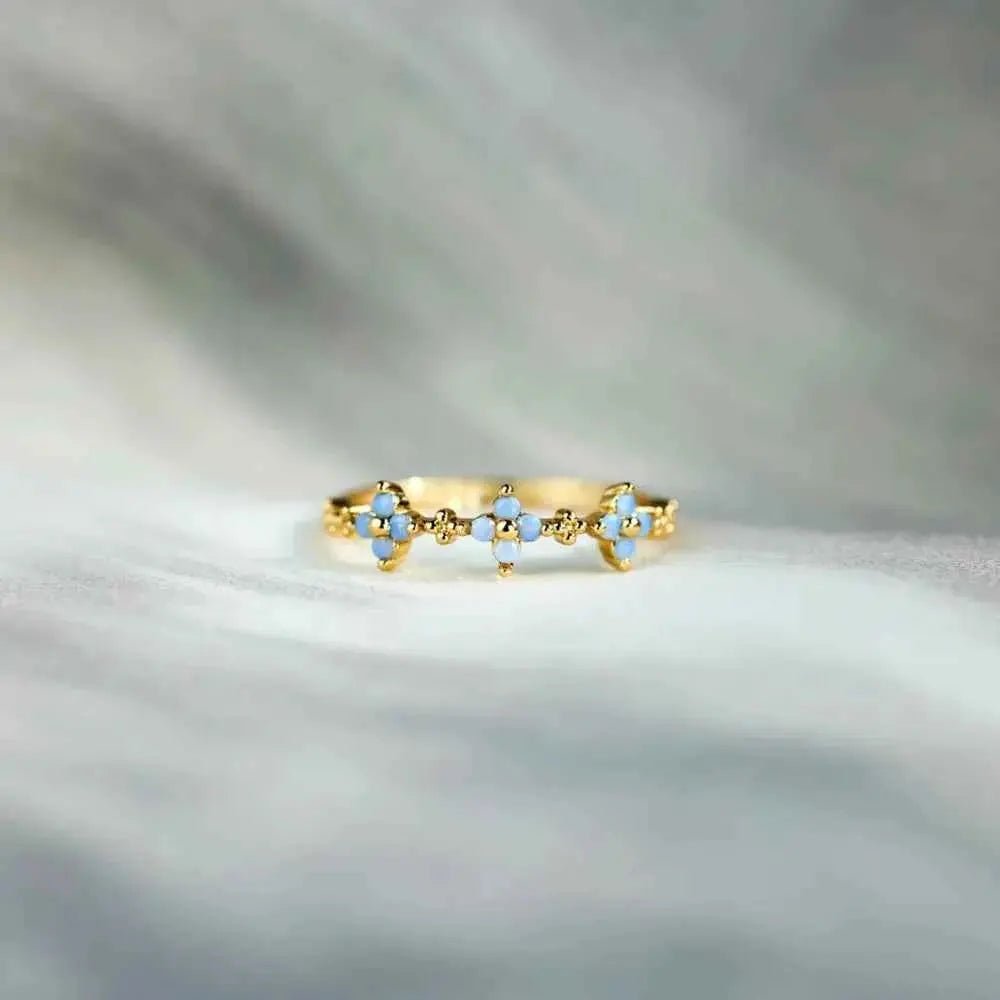 925 Sterling Silver Inlaid Zircon Flower Ring - SmileBen