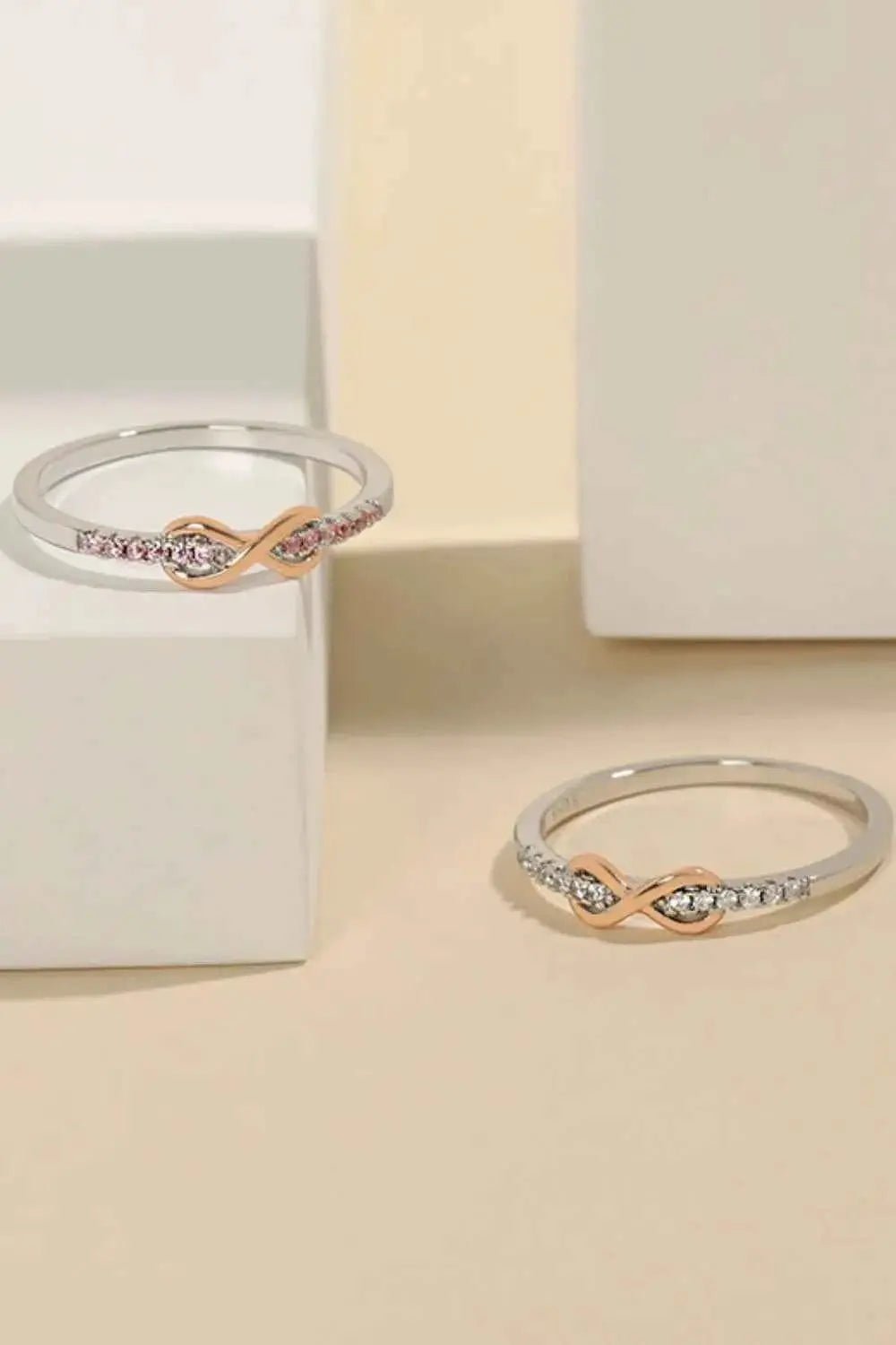 925 Sterling Silver Inlaid Zircon Infinity Symbol Ring - SmileBen