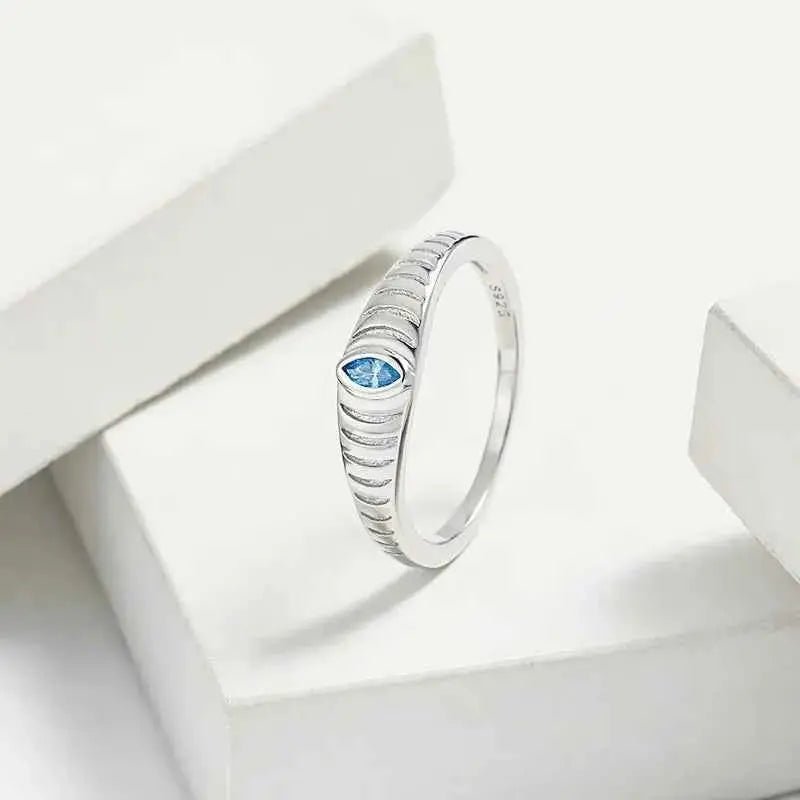 925 Sterling Silver Inlaid Zircon Ring - SmileBen