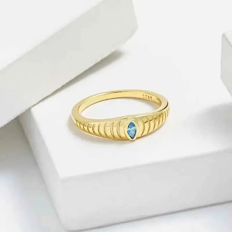 925 Sterling Silver Inlaid Zircon Ring - SmileBen