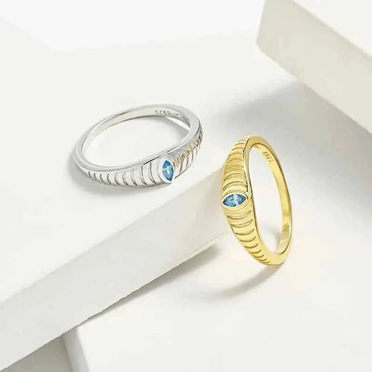 925 Sterling Silver Inlaid Zircon Ring - SmileBen